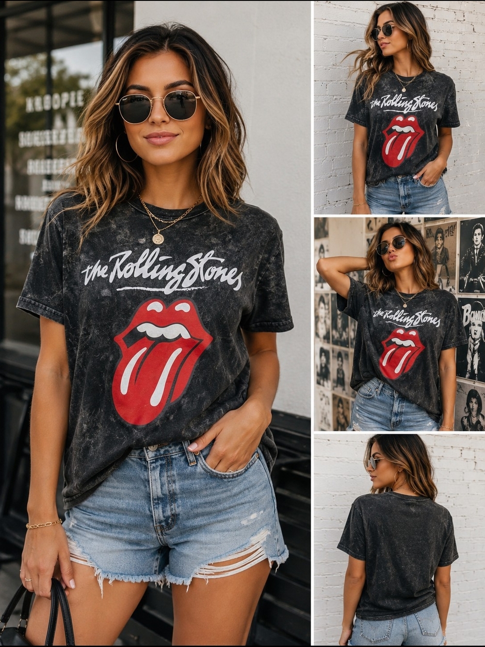 The Rolling Stones Tongue Logo Tee - Black with Red Graphic